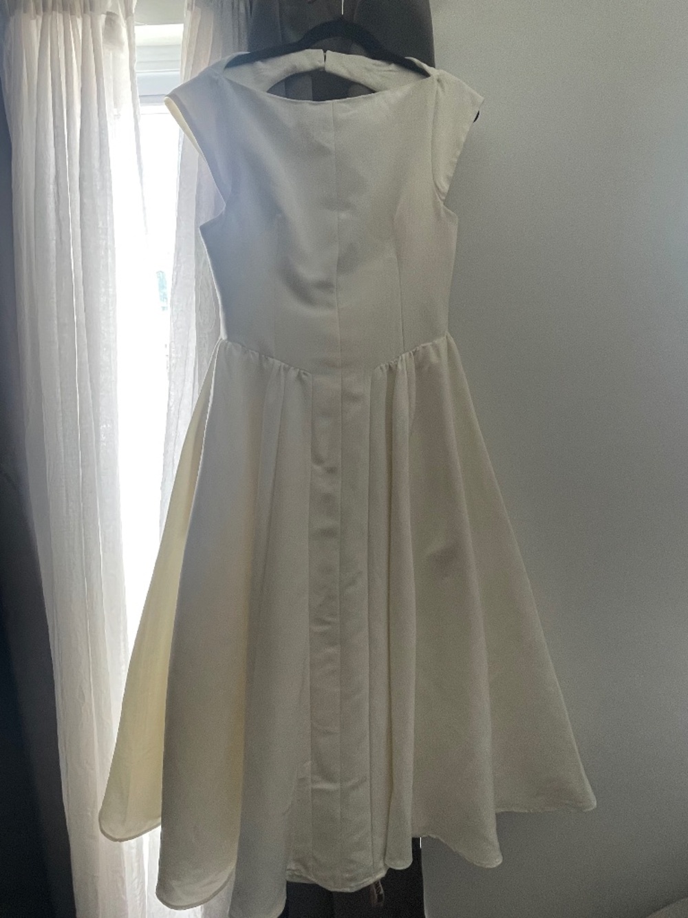 House of CB Debutante Ivory Moire Satin Midi Dress.